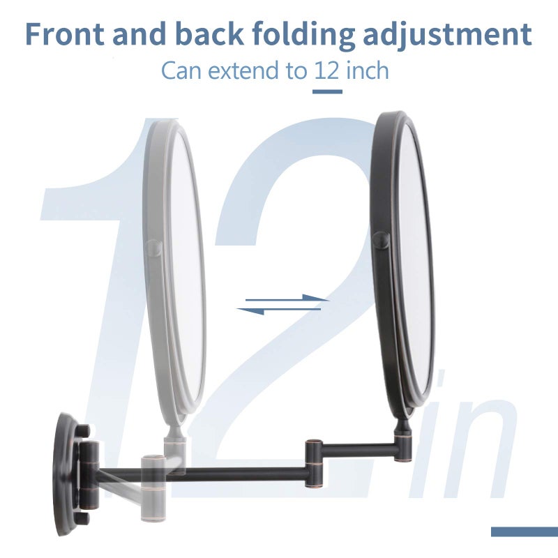 DOWRY Wall Mounted Magnifying Makeup Mirror with 10x Magnification, Oil Rubbed Bronze, 8 Inch Double-Sided Swivel Makeup Mirror Wall, 12 Inch Extension - Image 4